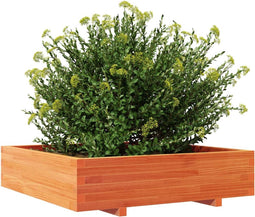 vidaXL - Plantenbak - 100x100x26,5 - cm - massief - grenenhout - wasbruin