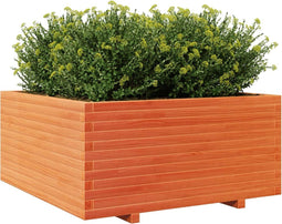 vidaXL - Plantenbak - 100x100x49,5 - cm - massief - grenenhout - wasbruin