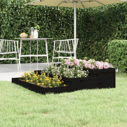 vidaXL - Plantenbak - 107x107x27 - cm - massief - grenenhout - zwart