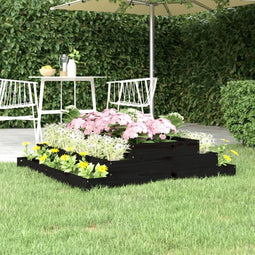 vidaXL - Plantenbak - 110x110x27 - cm - massief - grenenhout - zwart