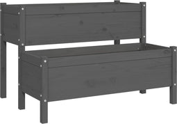 vidaXL - Plantenbak - 110x84x75 - cm - massief - grenenhout - grijs