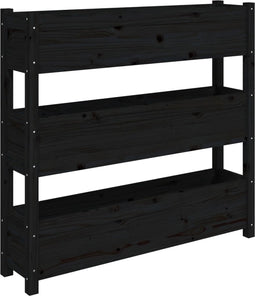 vidaXL - Plantenbak - 112x25x104,5 - cm - massief - grenenhout - zwart