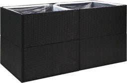 vidaXL - Plantenbak - 157x80x80 - cm - poly - rattan - zwart