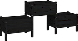 vidaXL - Plantenbak - 178,5x44x75 - cm - massief - grenenhout - zwart