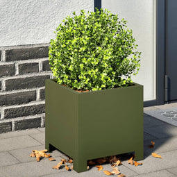 vidaXL - Plantenbak - 30x30x30 - cm - staal - olijfgroen