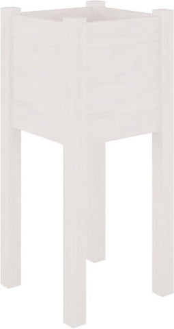 vidaXL - Plantenbak - 31x31x70 - cm - massief - grenenhout - wit