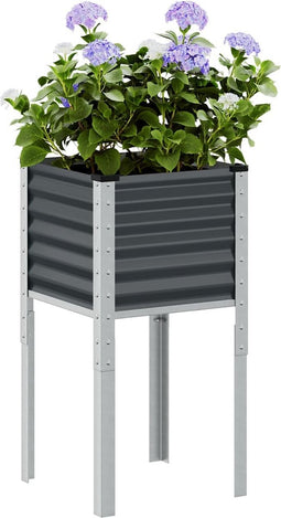 vidaXL - Plantenbak - 45x45x88 - cm - staal - antracietkleurig