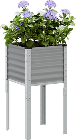 vidaXL - Plantenbak - 45x45x88 - cm - staal - grijs