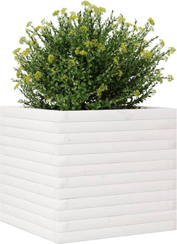 vidaXL - Plantenbak - 50x50x45,5 - cm - massief - grenenhout - wit