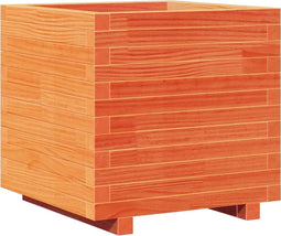 vidaXL - Plantenbak - 50x50x49,5 - cm - massief - grenenhout - wasbruin
