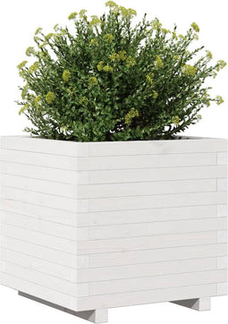 vidaXL - Plantenbak - 50x50x49,5 - cm - massief - grenenhout - wit