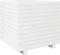 vidaXL - Plantenbak - 50x50x49,5 - cm - massief - grenenhout - wit