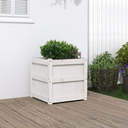 vidaXL - Plantenbak - 50x50x50 - cm - massief - grenenhout - wit