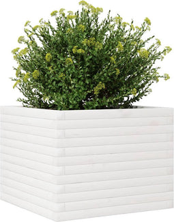 vidaXL - Plantenbak - 60x60x45,5 - cm - massief - grenenhout - wit