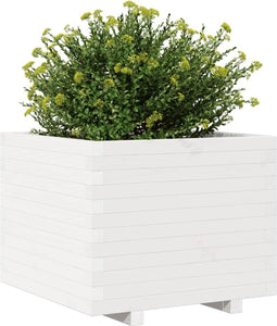vidaXL - Plantenbak - 60x60x49,5 - cm - massief - grenenhout - wit