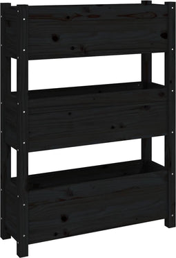 vidaXL - Plantenbak - 77x25x104,5 - cm - massief - grenenhout - zwart