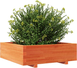 vidaXL - Plantenbak - 80x80x26,5 - cm - massief - grenenhout - wasbruin