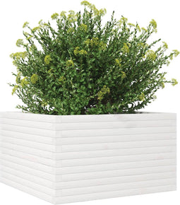 vidaXL - Plantenbak - 80x80x45,5 - cm - massief - grenenhout - wit