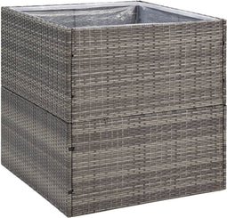vidaXL - Plantenbak - 80x80x80 - cm - poly - rattan - grijs