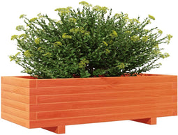 vidaXL - Plantenbak - 90x40x26,5 - cm - massief - grenenhout - wasbruin