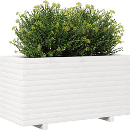 vidaXL - Plantenbak - 90x40x49,5 - cm - massief - grenenhout - wit