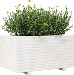 vidaXL - Plantenbak - 90x60x49,5 - cm - massief - grenenhout - wit