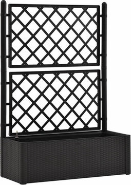 vidaXL - Plantenbak - hoog - met - latwerk - en - zelfbewateringssysteem - antraciet