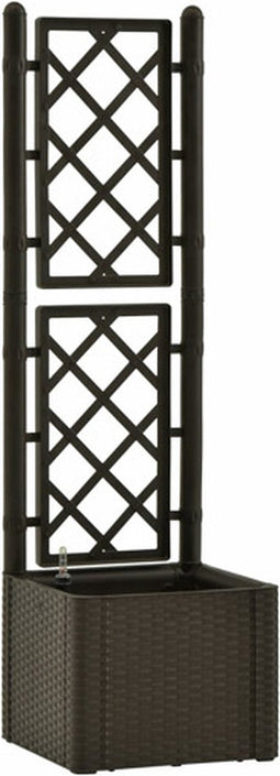vidaXL - Plantenbak - hoog - met - latwerk - en - zelfbewateringssysteem - mokka
