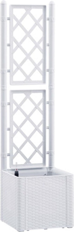 vidaXL - Plantenbak - hoog - met - latwerk - en - zelfbewateringssysteem - wit