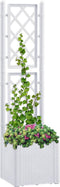 vidaXL - Plantenbak - hoog - met - latwerk - en - zelfbewateringssysteem - wit