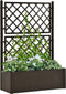 vidaXL - Plantenbak - hoog - met - latwerk - en - zelfbewateringssysteem - mokka