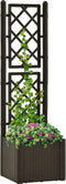 vidaXL - Plantenbak - hoog - met - latwerk - en - zelfbewateringssysteem - mokka