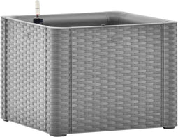 vidaXL - Plantenbak - hoog - met - zelfbewateringssysteem - 43x43x33 - cm - grijs