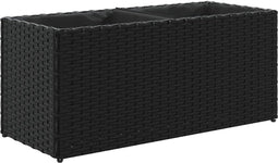 vidaXL - Plantenbak - met - 2 - potten - 72x30x32 - cm - poly - rattan - zwart