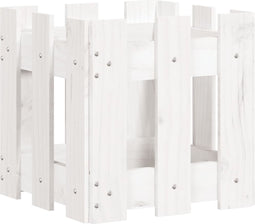 vidaXL - Plantenbak - met - hekontwerp - 30x30x30 - cm - massief - grenenhout - wit