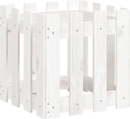 vidaXL - Plantenbak - met - hekontwerp - 40x40x40 - cm - massief - grenenhout - wit