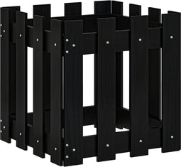 vidaXL - Plantenbak - met - hekontwerp - 40x40x40 - cm - massief - grenenhout - zwart