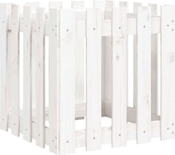 vidaXL - Plantenbak - met - hekontwerp - 50x50x50 - cm - massief - grenenhout - wit