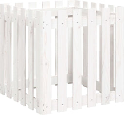 vidaXL - Plantenbak - met - hekontwerp - 60x60x60 - cm - massief - grenenhout - wit