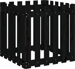 vidaXL - Plantenbak - met - hekontwerp - 60x60x60 - cm - massief - grenenhout - zwart