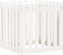 vidaXL - Plantenbak - met - hekontwerp - 70x70x70 - cm - massief - grenenhout - wit