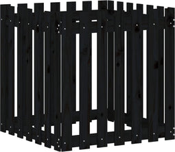 vidaXL - Plantenbak - met - hekontwerp - 70x70x70 - cm - massief - grenenhout - zwart