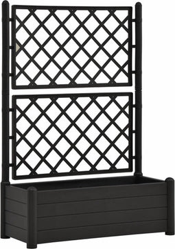 vidaXL - Plantenbak - met - latwerk - 100x43x142 - cm - PP - antraciet