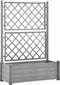 vidaXL - Plantenbak - met - latwerk - 100x43x142 - cm - PP-steen - grijs