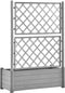 vidaXL - Plantenbak - met - latwerk - 100x43x142 - cm - PP-steen - grijs
