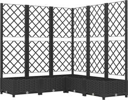 vidaXL - Plantenbak - met - latwerk - 120x120x121,5 - cm - polypropeen - zwart