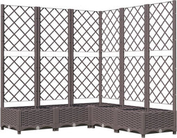 vidaXL - Plantenbak - met - latwerk - 120x120x121,5 - cm - polypropeen - bruin