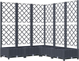 vidaXL - Plantenbak - met - latwerk - 120x120x121,5 - cm - polypropeen - donkergrijs