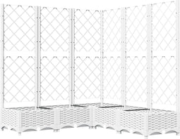 vidaXL - Plantenbak - met - latwerk - 120x120x121,5 - cm - polypropeen - wit
