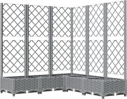 vidaXL - Plantenbak - met - latwerk - 120x120x121,5 - cm - polypropeen - lichtgrijs